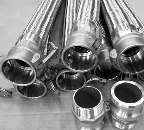 Stainless-Steel-Flexible-Bellow-Hoses-with-Camlock-Couplings